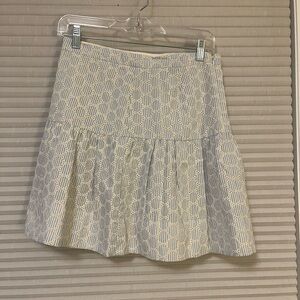Elegant Cream and baby blue Patterned Skirt